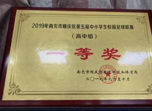 我校男子足球队获2019年顺庆区第五届中学生校园足球联赛（高中组）一等奖